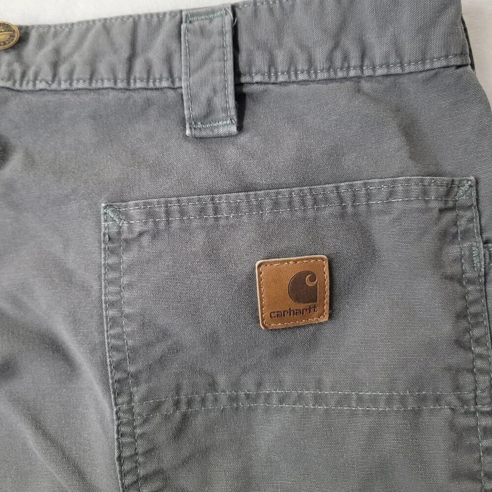 Carhartt Dungaree w/ Suspender Button Men's Gray Carpenter Work Pants Size 42X28 - Picture 6 of 12